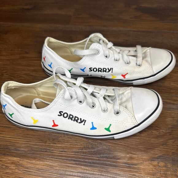 Converse All Star white Sorry game board sneakers size 8 women’s - Picture 1 of 15